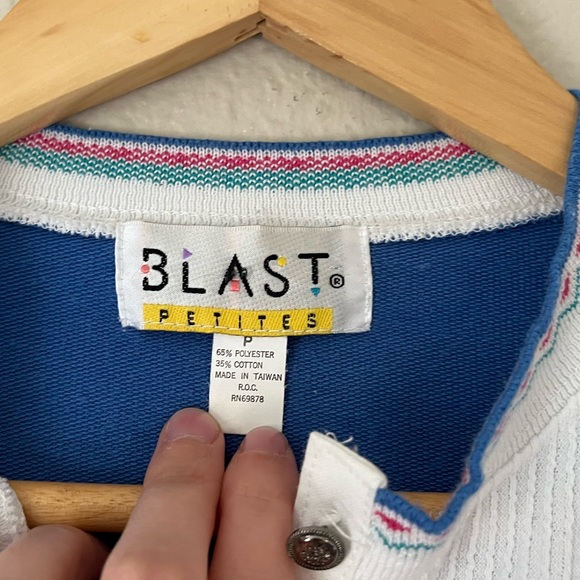 Vintage Cable Knit 1/4 Button Pullover Sweater Floral Silver Button Front Pocket - Picture 5 of 8